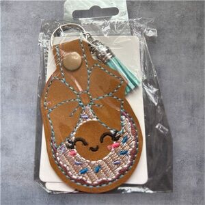 Brown Embroidered Key & Card Holder